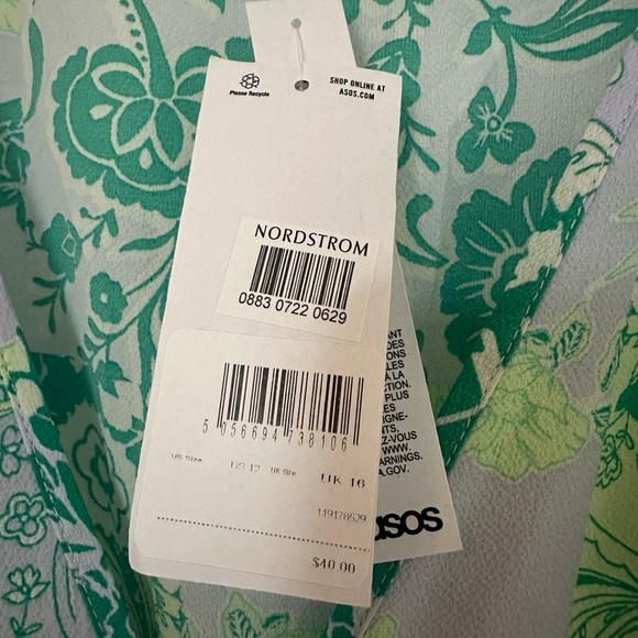 NWT ASOS DESIGN tie front midi tea dress Size 12 - Picture 6 of 7